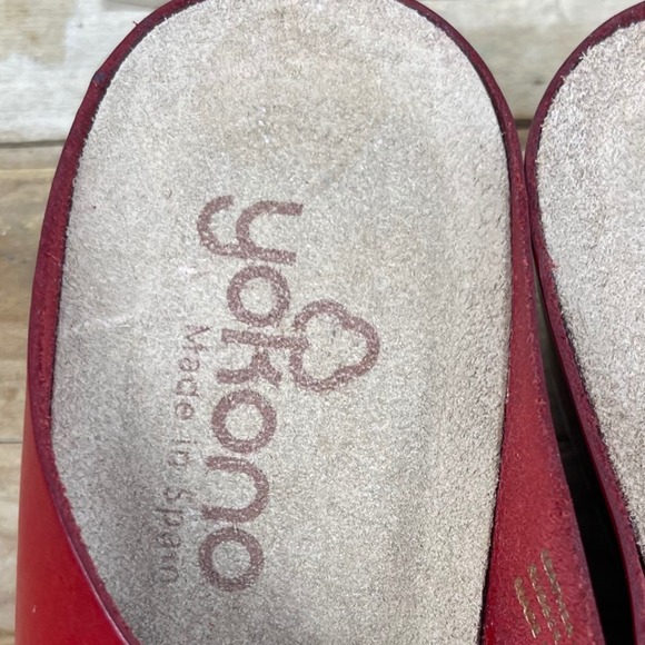 Yokono - Cross Band Leather Wedge Sandals - Red - Made in Spain - Women's 7.5 - Picture 14 of 16